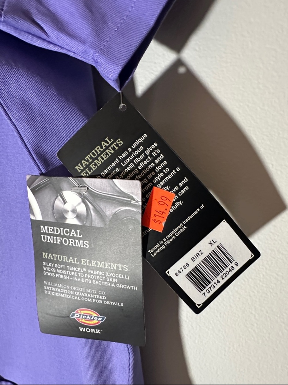 Dickies Lavender V-Neck Scrub Top with Utility Pockets - Picture 2 of 4